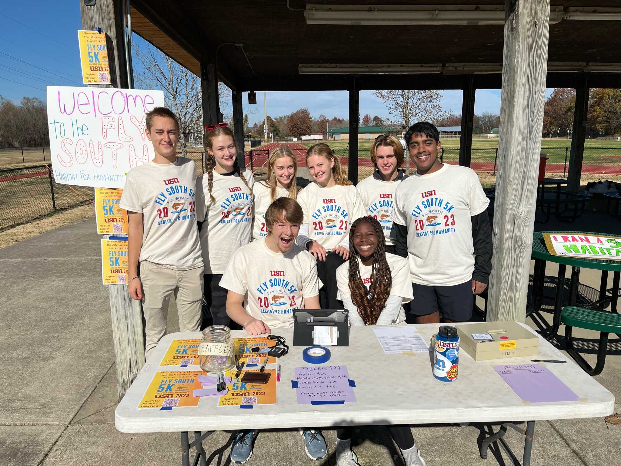 the leaders of the Habitat Club pose prior to the start of the FlySouth Habitat for Humanity 5K (via Matthew Haber).