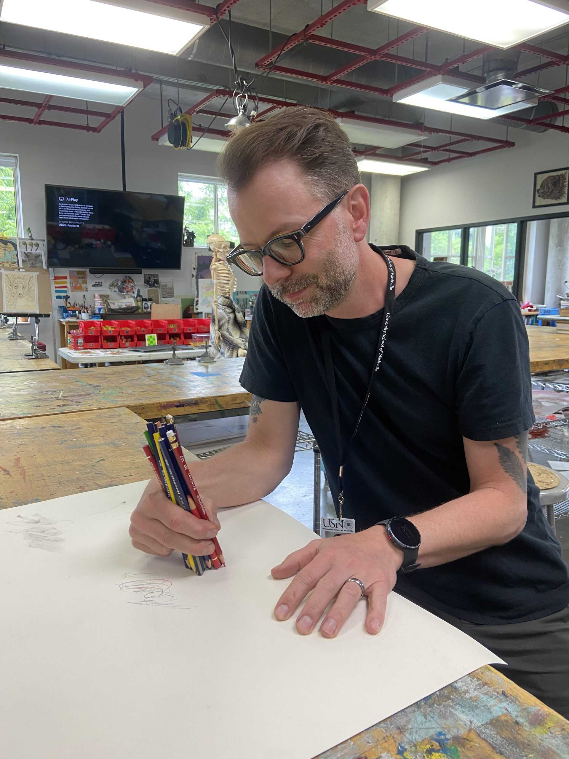 Cheney works on a project in his studio. (via the Peabody Press)