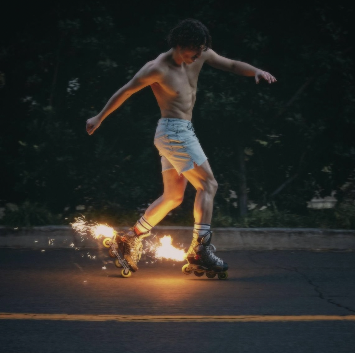 The album cover for Benson Boone’s “Fireworks and Rollerblades” (via Warner Records).