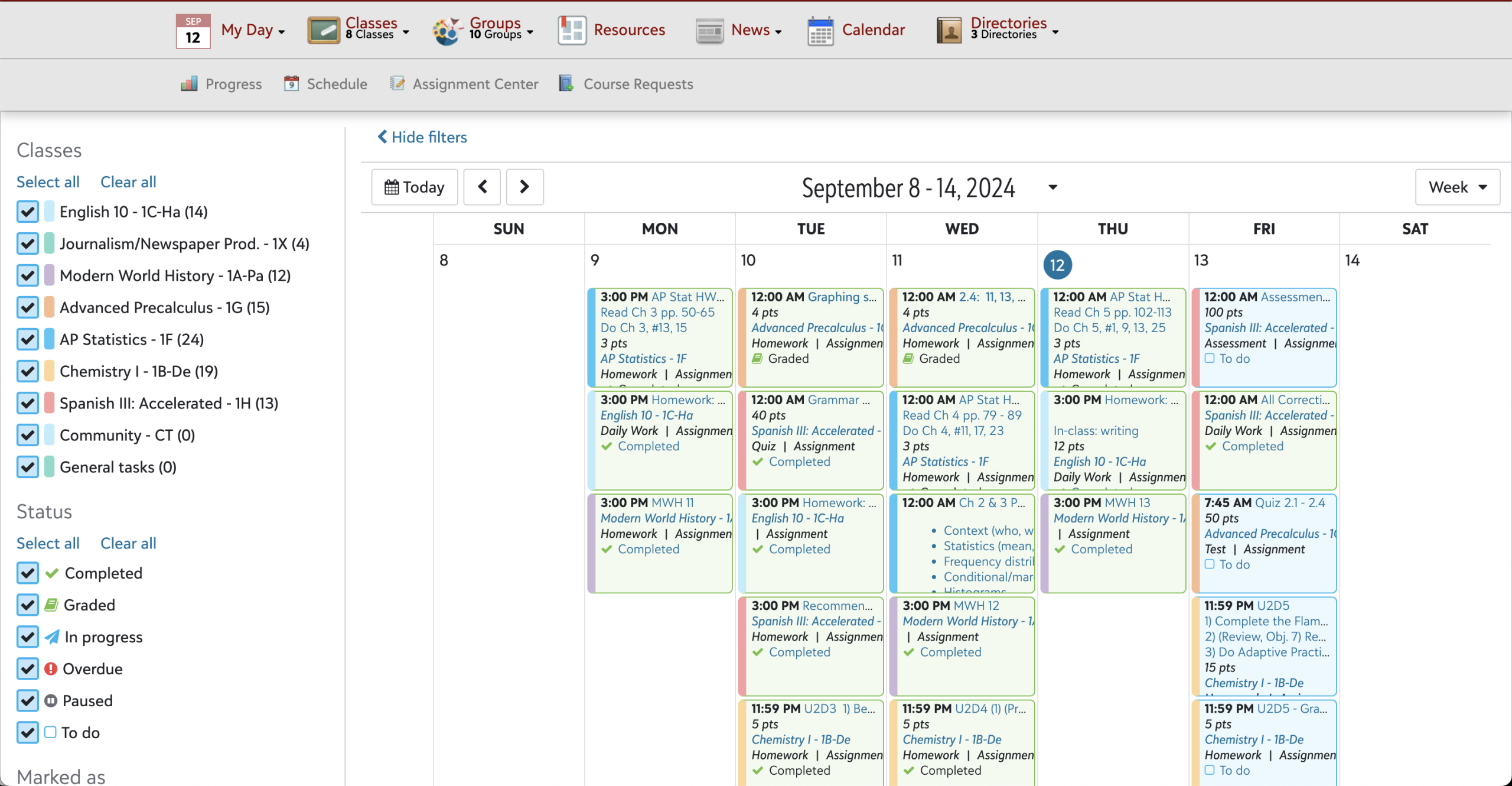 Screenshot of the layout of the New Assignment Center  (1)