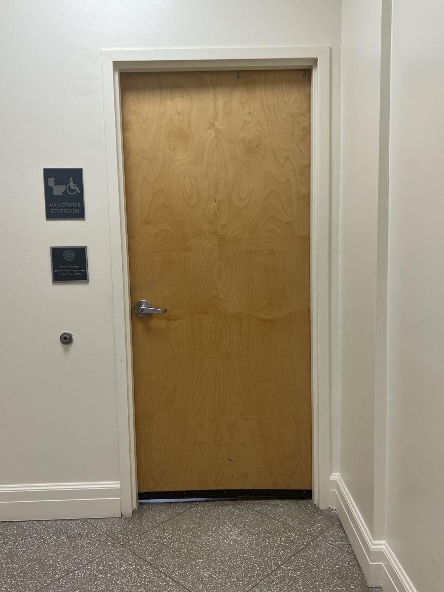 One of the all gender restrooms on the second floor.  There are none on the third or fourth floors, and none in the Tibbott wing at all. (via the Peabody Press)
