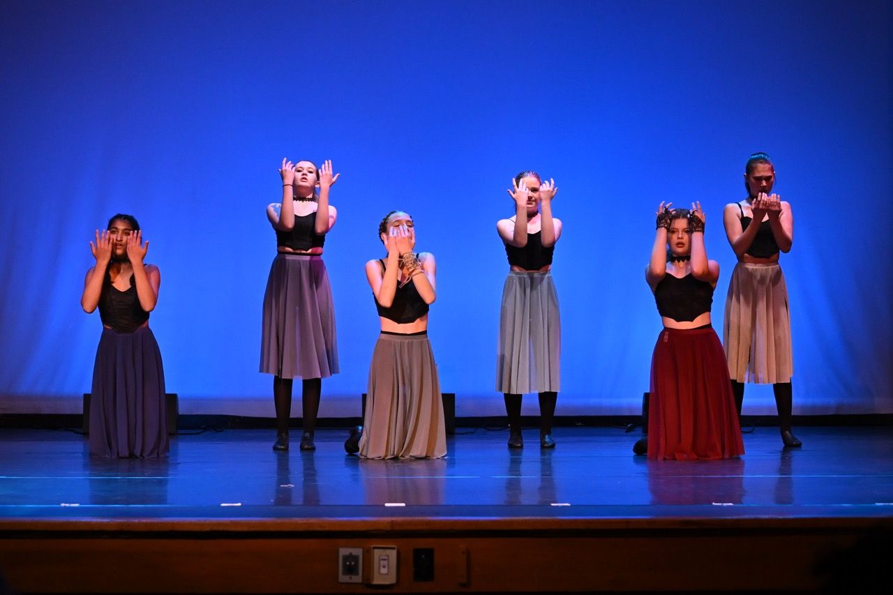 A small group performs an energetic and playful dance at the Vertigo show in April 2025. (via usn.org)