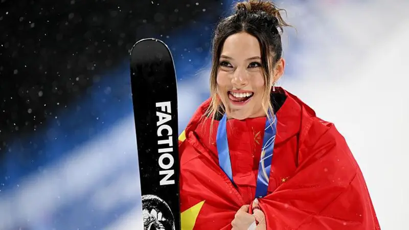 Gu at the 2026 Milan-Cortina Winter Olympics. (via BBC Sport)